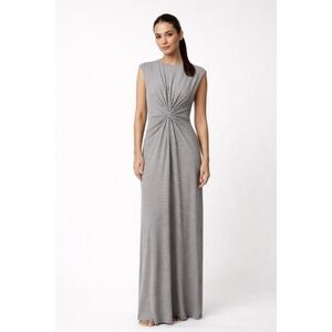 Theory Women's Black & White Stripe Maxi Dress Knot Front -Maxi Size P